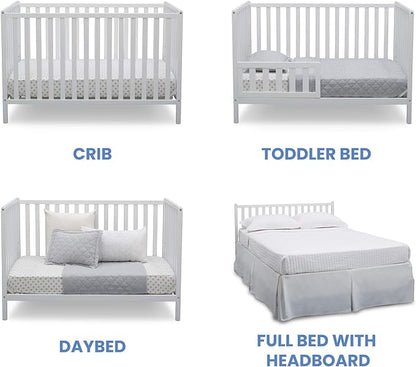 Delta Children Heartland 4-in-1 Convertible Crib Infant Changing Table with Pad + Serta Perfect Start Crib Mattress, Bianca White