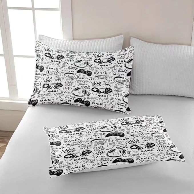 Gaming Comforter for Boys Teens,Game Bedding Sets Twin,Kids Gamer Comforter Set,Video Game Bedroom Decor,Gamepad Controller Duvet Insert All Season 3 Piece 1 Comforter and 2 Pillowcases