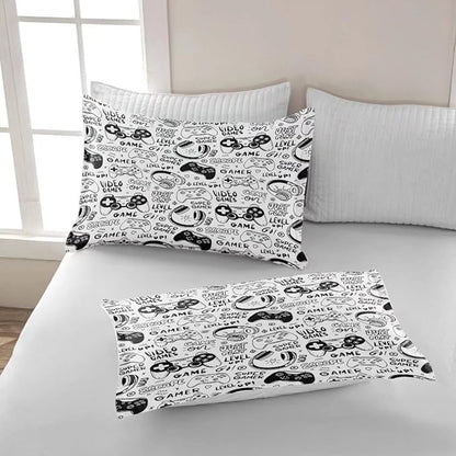 Gaming Comforter for Boys Teens,Game Bedding Sets Full,Kids Gamer Comforter Set,Video Game Bedroom Decor,Gamepad Controller Duvet Insert All Season 3 Piece 1 Comforter and 2 Pillowcases