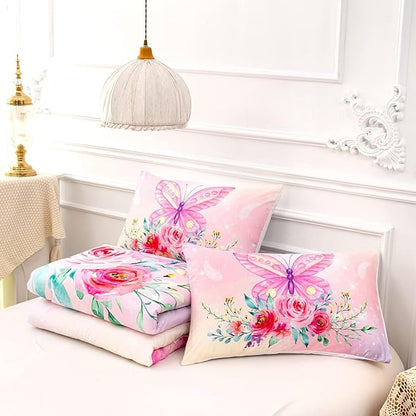 CVHOUSE Butterfly Comforter Sets King for Girls Women,Butterfly Bedding Sets King Set,Butterflies Bedspread,Butterfly Duvet,Butterfly Bed Set,Butterflies Quilt Set 3 Pcs 1 Comforter and 2 Pillowcases