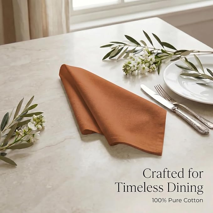Urban Villa Cloth Napkins Cotton 20x20 (Set of 12) Rust