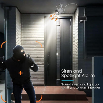 2K Solar Camera Security Outdoor with Spotlight & Siren, AI Detection Wireless Cameras for Home Security, 3MP Color Night Vision/2-Way Talk/Compatible with Alexa