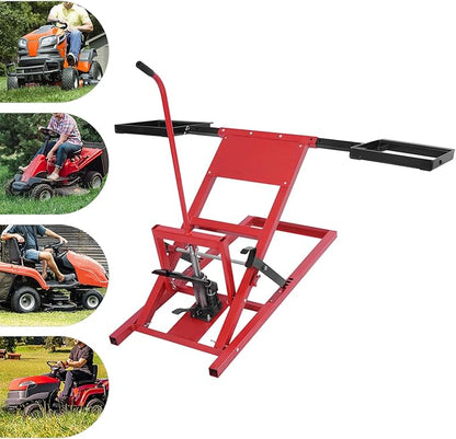 Lawn Mower Lift, 500Lbs Lawn Mower Lift Carbon Steel Hydraulic Lift Jack Lawnmower Lift Tool Adjustable Lawnmower Lifts w/Hydraulic Foot Pedal for Garden Tractors All-Terrain Maintenance and Repair