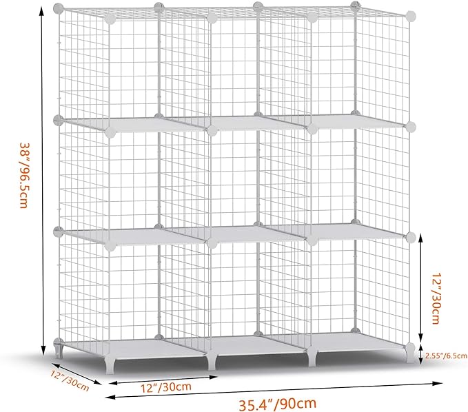 HOMIDEC Wire Cube Storage, Storage Shelves 9 Cube Bookshelf Bookcase Closet Organizer and Storage, Wire Storage Shelves Multi-Use DIY Storage Cube Shelf for Books, Toys, Clothes, Tools