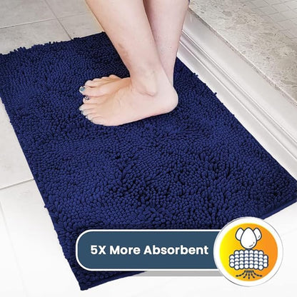 Muddy Mat® Shown on TV – Super Absorbent Microfiber Dog Door Mat for Muddy Paws, Non-Slip Washable Pet Rug, Quick Dry Chenille Entryway Carpet, Machine Washable Indoor Outdoor mat, Navy Blue 59"x24"