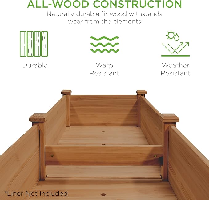 Best Choice Products 72x24x30in Raised Garden Bed, Elevated Wood Planter Box Stand for Backyard, Patio, Balcony w/Divider Panel, 6 Legs, 300lb Capacity - Acorn Brown