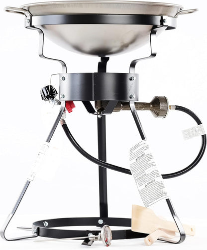 King Kooker 24WCA 24" Bolt Together Portable Outdoor Sauté Cooker w/Steel Wok, Silver, large