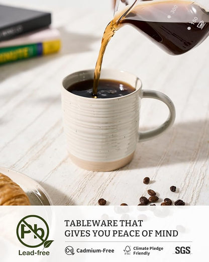 famiware Coffee Mugs Set of 8, 13 oz Mug Set, Ceramic Cup Set with Handle for Coffee, Tea, Cocoa, Milk, Constellation Series, Beige