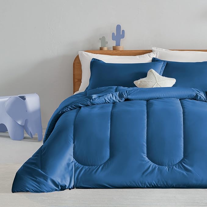 SLEEP ZONE Kids Blue Bedding Twin Comforter Set - Super Soft & Cute Printed 2-Piece Comforter Set All Seasons for Boys, Fade Resistant, Machine Washable (Blue)
