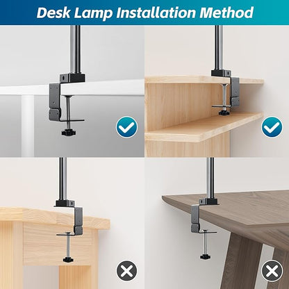 Desk Lamp, Stepless Dimming Desk Lamp with Clamp Flexible Gooseneck Desk Lamps for Home Office Eye Caring Desk Light Modern 24W Office Light for Sewing Studying Working Drawing