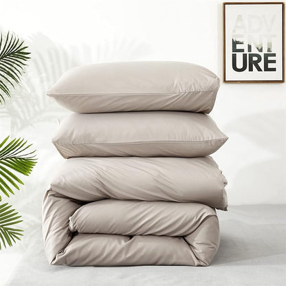 Light Khaki Comforter Set King Size Khaki Comforter 3 Pieces Champagne Color King Comforter Bedding Set Women Solid Khaki King Bed Comforter Set All Season Gift