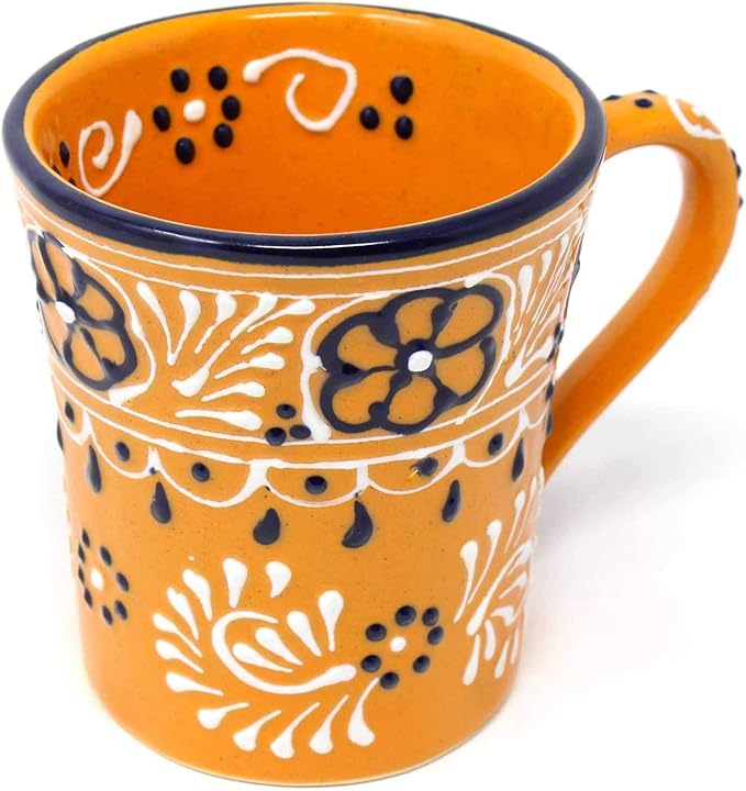 Encantada Handmade Hand-Painted Authentic Mexican Pottery Mugs (2-Pack, Mango)