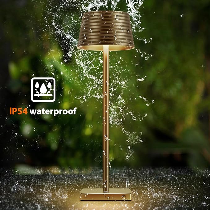Rechargeable Cordless Table Lamp, Battery 6000mAh Metal Aluminum Housing USB LED Portable Powered Desk Lamp, 3 Levels Brightness Night Light for Restaurants Bars Outdoor (Titanium)