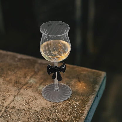 Ml Elegant Bow Wine Glasses for Valentine's Day Dinner and Weddings, Romantic Atmosphere Creator with Ornate Glass Design to Enhance Celebration Glassware Collection