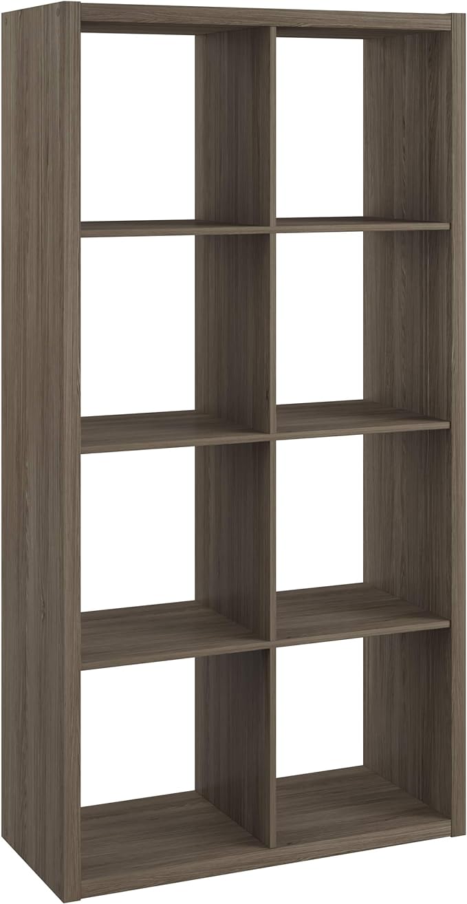 ClosetMaid 8 Cube Heavy Duty Wooden Decorative Bookcase Shelf Storage Organizer with Open Back for Home, Closet, Office, or Toys, Graphite Gray