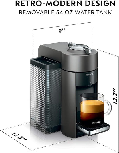 Nespresso Vertuo Coffee and Espresso Machine by De'Longhi, 54 ounces, Titan, Grey