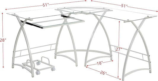 NicBex Laik-DW-00063-DX Desks, 51" W x 51" D x 28" H, White