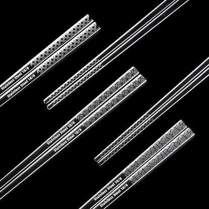 5 Pair Metal Chopsticks Reusable 18/8 Stainless Steel Chopsticks Set Non-slip Chinese Chopstick for Cooking Eating Dishwasher Safe 9.25" Chop Sticks Gift Set