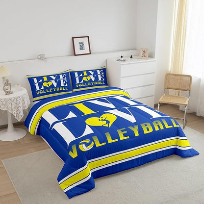 Feelyou Kids Volleyball Comforter Set Twin Size Sports Game Bedding Set for Boys Girls Teens Bedroom Decor Volleyball Player Comforter Women Men Sports Theme Duvet Set with 1 Pillow Case