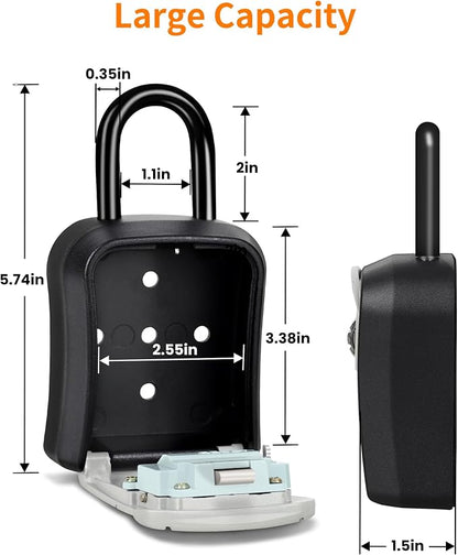 Portable Key Lock Box,Key Holder Safe Security Lock Box for Indoor, Outdoor, Garage, Garden, Store (1, Grey)