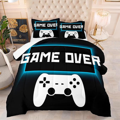Game Console Comforter Set Twin Size for Boys Girls Kids 3D Gaming Lightweight Microfiber Quilts Gamer Video Bedding Sets Game Room Decor (Color 4,King)