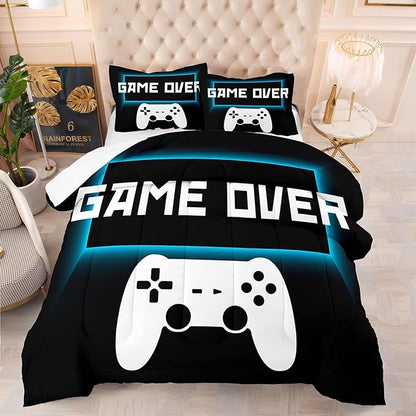 Game Console Comforter Set Twin Size for Boys Girls Kids 3D Gaming Lightweight Microfiber Quilts Gamer Video Bedding Sets Game Room Decor (Color 4,Twin)
