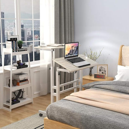 sogesfurniture Mobile Standing Desk Laptop Workstation on Wheels, Adjustable Computer Desk for Standing or Sitting, Maple 101-MP