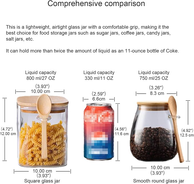 CNWSGEM Sugar Bowls Sugar Container 25.36 FL OZ Glass Coffee Canister Airtight Food Storage Jar with Lid and Spoon Candy Jar Coffee Bar Accessories Storage Beans Powder (Round)