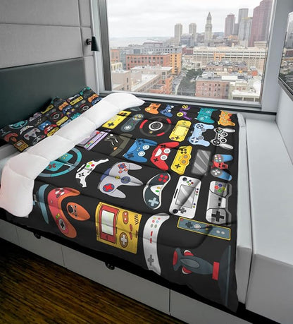 Sunnycitron Gamer Comforter Set for Boys Bedding Gaming Comforter Sets for Boys Gamer Bedding Sets Boys Comforter Sets Full Size Bed Set Teen Boy Room Decor,1 Comforter 2 Pillowcases
