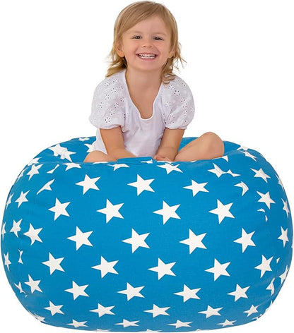 Aubliss Stuffed Animal Bean Bag Storage Chair (Blue Star, Large (38''))