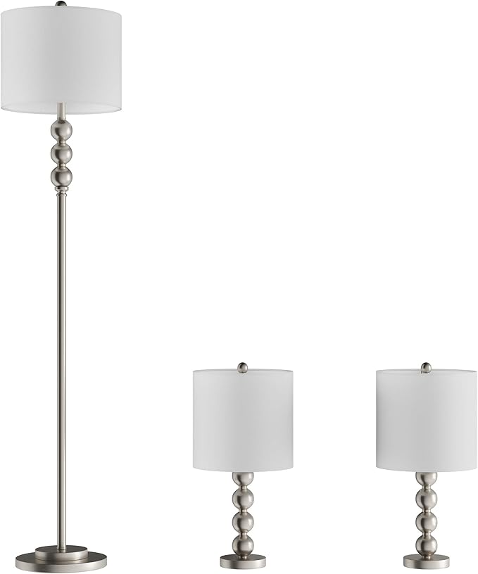 Lavish Home Table and Floor Lamps - Set of 3 Matching Modern Stacked Balls Lighting Energy-Efficient LED Bulbs Included