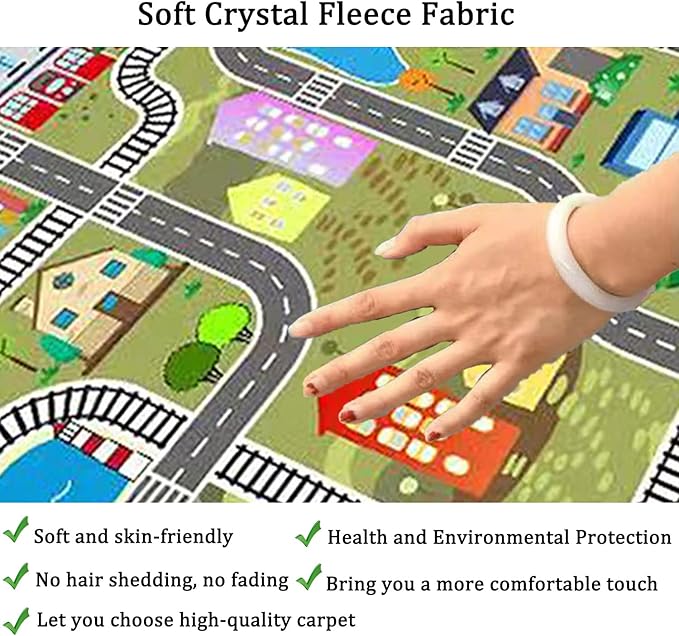 Kids Rug Play Mat for Toy Cars,City Life Road Traffic Educational Carpet,Have Fun Throw Rug,Non-Slip Nursery Rug for Boy and Girl Bedroom 200×300cm/79×118in
