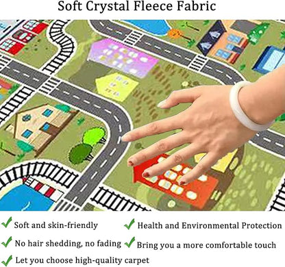 Kids Rug Play Mat for Toy Cars,City Life Road Traffic Educational Carpet,Have Fun Throw Rug,Non-Slip Nursery Rug for Boy and Girl Bedroom 200×300cm/79×118in