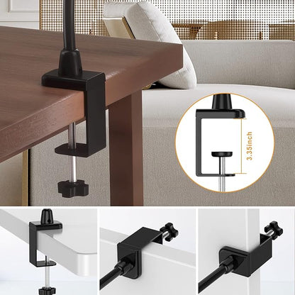 Desk Lamps for Home Office, 10W Clamp Lamp Dimmable Gooseneck Lamp Touch Control, Adjustable Desk Light for Workbench Tabletop (Black)