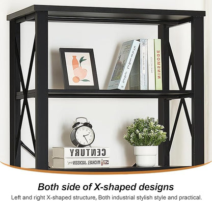 HOMBAZAAR Bookshelf, 6-Tier Industrial Bookshelf, Etagere Bookcases and Bookshelves, Tall Bookshelf Storage Organizer, Freestanding Bookshelf for Living Room, Bedroom and Home Office，Black