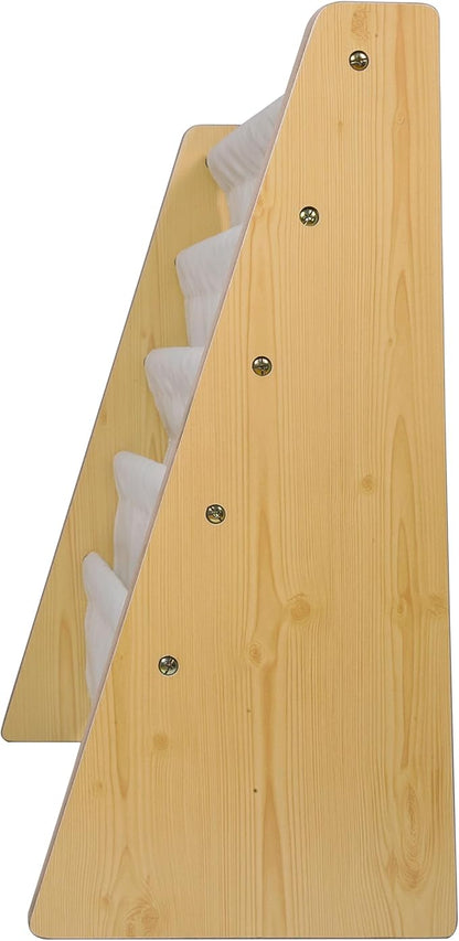 Wildkin Kids Canvas Sling Bookshelf for Boys and Girls, Wooden Design Features Four Fabric Shelves, Keep Bedrooms, Playrooms, and Classrooms Organized, Measures 25 x 24 x 11 Inches (Natural w/ Tan)