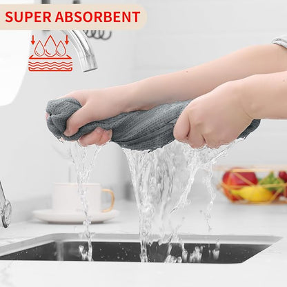 Homaxy 100% Cotton Waffle Weave Kitchen Dish Cloths, 7-Pack, Grey | 12 x 12 Inches, Ultra Soft Absorbent Dish Towels, Quick Drying Dish Rags with Hanging Loop