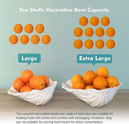 Accessoryway Large White Sea Shells Decorative Bowl Resin Clam Shell Bowl Beach Decorations for Home Coastal Beach Decor Decoration Storage Bowls & Home Office Nautical Themed Party Decor -10.2"-1PC