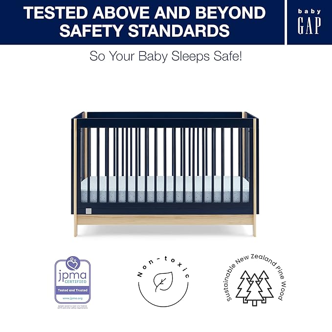 GAP babyGap Tate 4-in-1 Convertible Crib - Greenguard Gold Certified, Navy/Natural