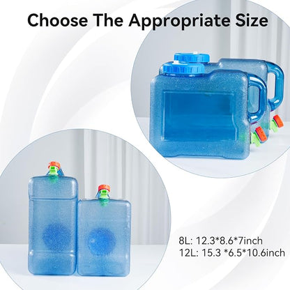 Drink Water Dispenser for Fridge - 2 Gallon Beverage Dispenser with Leak-Proof Spigot, Portable Food-grade Water Jug Container with Spout Handle for Kitchen Refrigerator Outdoor Camping Hiking, Blue