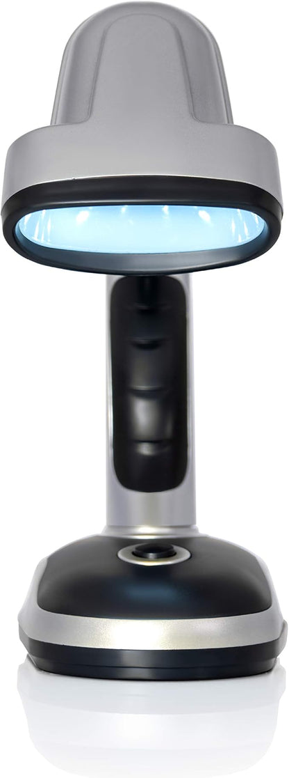 ELDSKLT Led Desk Lamp, 12-Bulb Battery-Operated Table Light for Home, Office, Silver/Black