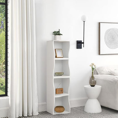 ECYIL Double Layered Independent Storage Rack, Full Circular Color Blocking Bookshelf, Suitable for Home, Office, Living Room, etc (white)