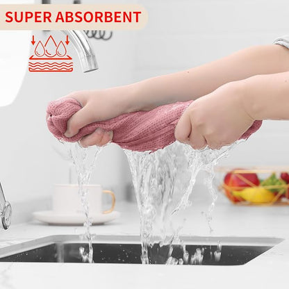 Homaxy 100% Cotton Waffle Weave Kitchen Dish Cloths 12-Pack, Dried Rose | 12 x 12 Inches, Ultra Soft Absorbent Dish Towels, Quick Drying Dish Rags with Hanging Loop