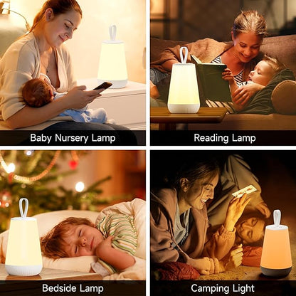 Dimmable Night Light Touch Lamp for Bedroom Rechargeable Remote Bedside Lamp Portable Hanging Table Lamp Changeable Warm White Light Perfect Toy Gift for Kids Adults