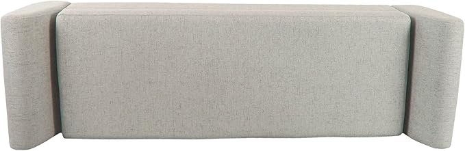 HomePop Modern Storage Bench with Wood Legs Home Décor|Bench with Storage for Living Room & Bedroom - Light Gray Woven