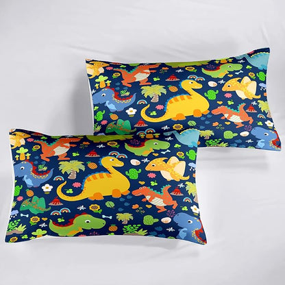Dinosaur Comforter Set Queen, Dinosaur Bedding Set Queen for Boys Teens Room Dinosaur Blue Queen Size Comforter Sets Boys Queen Comforter Set Bedroom Decor, Queen (1 Comforter 2 Pillowcases)