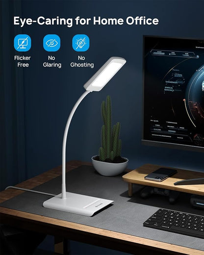 TROND LED Desk Lamp for Home Office, 3 Color Modes 7 Brightness, Dimmable Table Lamp, Eye Caring Reading Light, Gooseneck, Touch Control, 900LM Bright Desk Light for Study Task Dorm Room Essentials