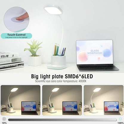Desk Lamp, LED Desk Lamp for Home Office, Dimmable Desk Light Lamp for Office Reading, Battery Operated Tall Desk Lamp with USB Powered, Desklamp' with 360° Flexible Adjustable, Desktop Lamp Light