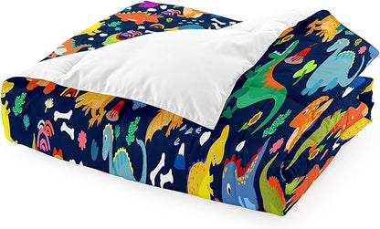 Dinosaur Comforter Set Twin - Cartoon Dinosaur Twin Bedding Set for Boys Kids Twin Size Comforter Set for Boys Soft Breathable Blue Dino Quilt Kids Bedding Set, 1 Comforter 1 Pillowcase