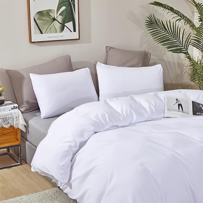 White Comforter King White King Beddig Soft 3 PCs Comforter Set 1 King Size Comforter(104x90 inches) with 2 Pillowcases (20x36 inches)